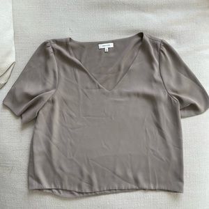 Babaton Taupe V-Neck Blouse